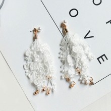 White Fabric Earring